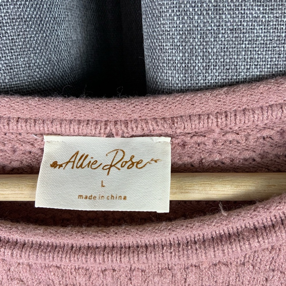 Allie Rose Dusty Pink Lightweight Knit Sweater Women’s Sz Large - Picture 3 of 7